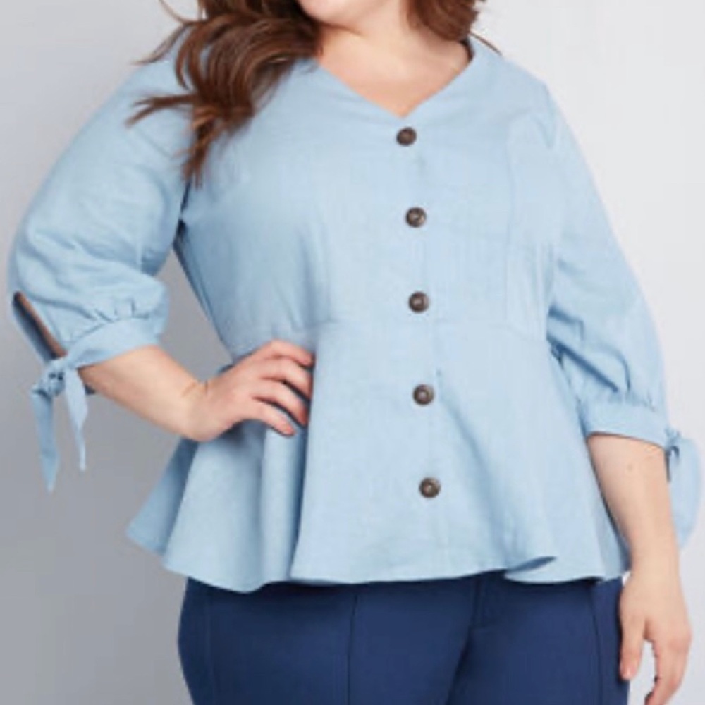 ModCloth Relish the thought linen top 2X